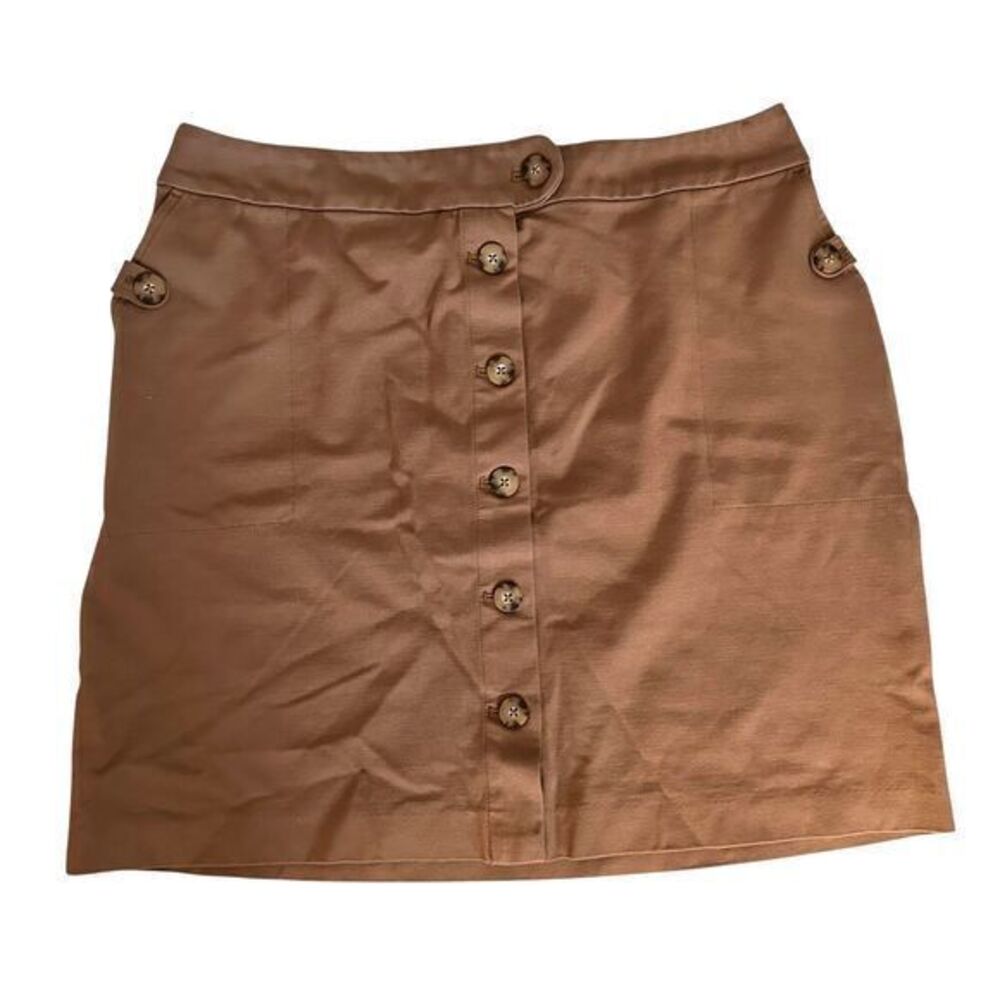 J.Jill Brown Button-Up Viscose Ponte Short Skirt w/ Pockets – Size L